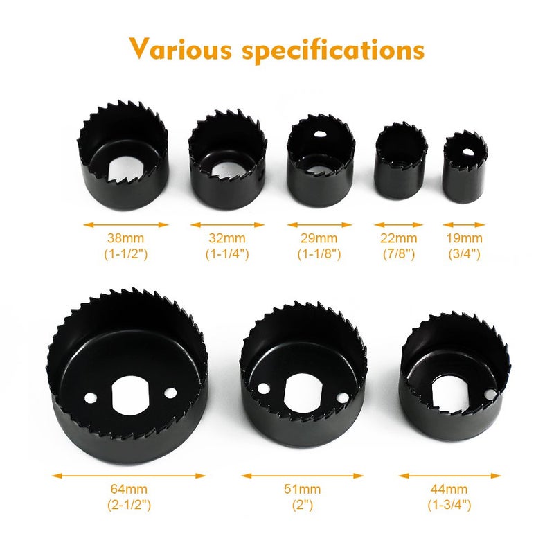 Locisne Hole Saw Set 11 Pieces 3/4" - 2-1/2" Hole Saw Kit with Hex Key and Mandrels for Wood, PVC Board, Plastic Plate Drilling - Image 2